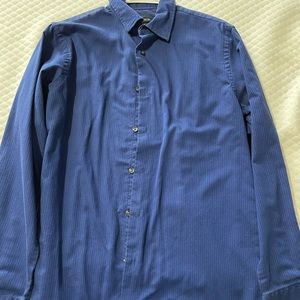 Van Heusen Navy Blue Stripped Men’s Long Sleeve Dress Shirt